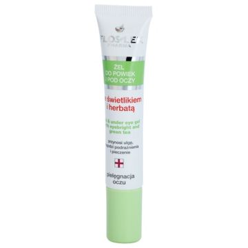 FlosLek Pharma Eye Care Gel pentru  jurul ochilor cu un luminator și ceai verde