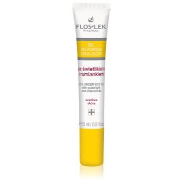 FlosLek Pharma Eye Care Gel pentru  jurul ochilor cu un luminator și mușețel