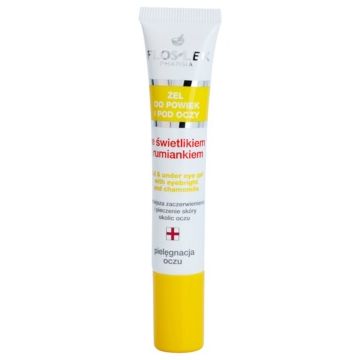 FlosLek Pharma Eye Care Gel pentru   jurul ochilor cu un luminator și mușețel