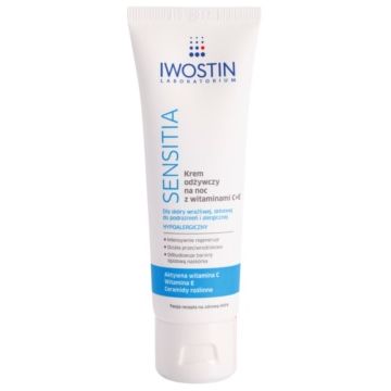 Iwostin Sensitia crema de noapte nutritiva cu vitamine C si E pentru tenul uscat