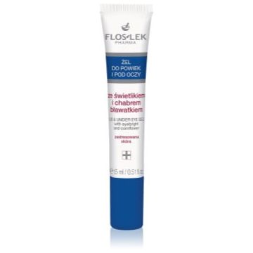 FlosLek Pharma Eye Care Gel pentru jurul ochilor cu un luminator și albastrele