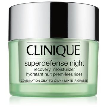 Clinique Superdefense™ Night Recovery Moisturizer Crema de noapte hidratanta anti-rid pentru ten gras și mixt