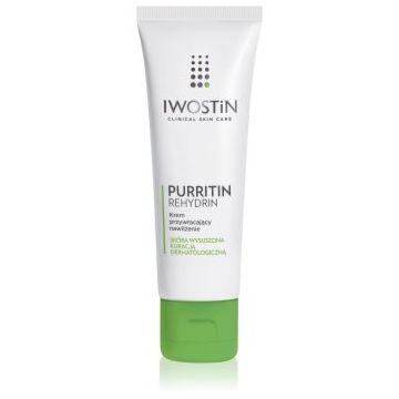 Iwostin Purritin Rehydrin crema de zi hidratanta pentru piele uscata si iritata in urma tratamentului antiacneic