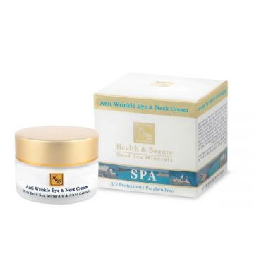 Crema anti-rid pentru zona ochilor si gat, Health and Beauty Dead Sea, fara parabeni,  SPF-20, 50 ml