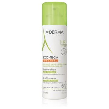 A-Derma Exomega Control Emollient spray cremă hidratantă pentru întărirea barierei de apărare a epidermei sensibile și atopice Spray