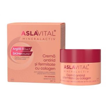 Crema Antirid cu Calciu pentru Ten Sensibil si Matur - Aslavital Mineralactiv SKINectura Anti-Wrinkle Cream with Calcium, 50 ml