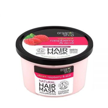 Masca de Par Bio pentru Volum - Organic Shop Volumising Hair Mask Raspberry & Acai, 250 ml Masca de Par Bio pentru Volum - Organic Shop Volumising Hair Mask Raspberry & Acai, 250 ml