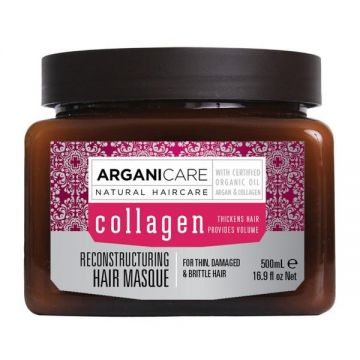 Masca Regeneranta cu Colagen pentru Par Subtire, Deteriorat si Fragil - Arganicare, 500 ml