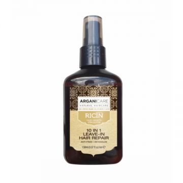 Spray Reparator 10 in 1 Fara Clatire cu Ulei de Ricin Arganicare, 150ml