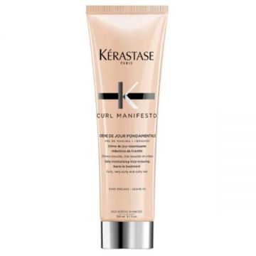 Crema-Tratament pentru Par Ondulat si Cret - Kerastase Curl Manifesto Creme de Jour Fondamentale Daily Moisturizing Frizz-reducing Leave-in Treatment for Curly, Very Curly and Coily Hair  150 ml