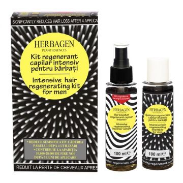 Kit Regenerant Capilar Intensiv pentru Barbati Herbagen: Sampon 100 ml + Ser Booster 100 ml