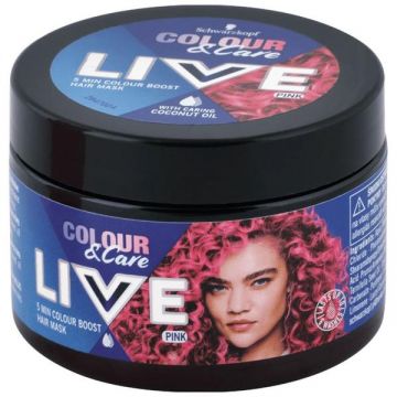 Masca de Par Coloranta - Schwarzkopf Live Color & Care 5 Min Colour Boost Hair Mask, nuanta Pink, 150 ml