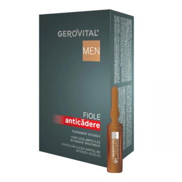 Fiole anticadere - tratament intensiv Gerovital Men, 10  fiole x 10 ml