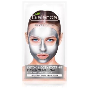 Bielenda Metallic Masks Silver Detox masca detoxifiere și curățare  pentru ten gras și mixt