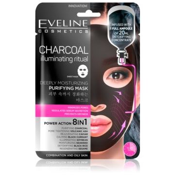 Eveline Cosmetics Charcoal Illuminating Ritual mască de curățare și super-hidratare