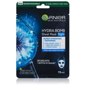 Garnier Skin Naturals Hydra Bomb mască textilă nutritivă pentru noapte