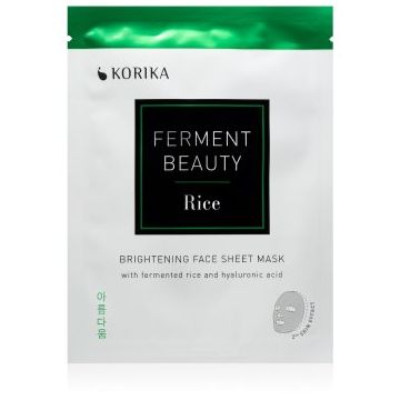 KORIKA FermentBeauty Brightening Face Sheet Mask with Fermented Rice and Hyaluronic Acid mască facială de pânză cu efect iluminator, cu orez fermentat și acid hialuronic