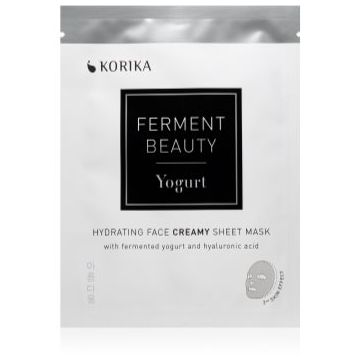 KORIKA FermentBeauty Hydrating Face Sheet Mask with Fermented Yogurt and Hyaluronic Acid mască facială de pânză cu efect hidratant, cu iaurt fermentat și acid hialuronic