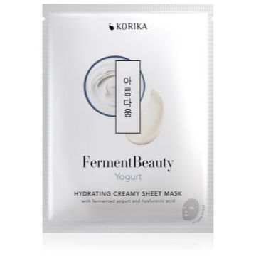 KORIKA FermentBeauty Hydrating Face Sheet Mask with Fermented Yogurt and Hyaluronic Acid mască facială de pânză cu efect hidratant, cu iaurt fermentat și acid hialuronic