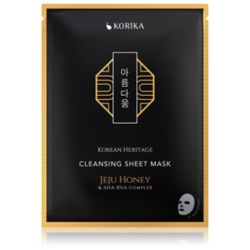 KORIKA Korean Heritage Jeju Honey & AHA-BHA Complex Cleansing Sheet Mask mască cu efect de curățare
