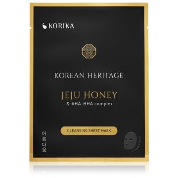 KORIKA Korean Heritage Jeju Honey & AHA-BHA Complex Cleansing Sheet Mask mască cu efect de curățare