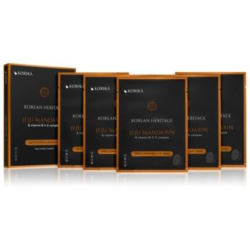KORIKA Korean Heritage Set of 5 Skin Illuminating Face Sheet Masks set de măști de față la un preț mai avantajos pentru o piele mai luminoasa