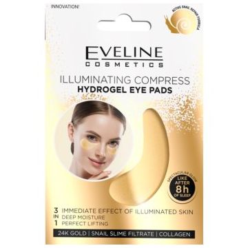 Eveline Cosmetics Gold Illuminating Compress masca hidrogel pentru ochi extract de melc