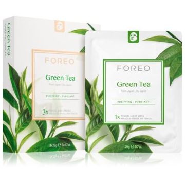 FOREO Farm to Face Sheet Mask Green Tea masca de celule cu efect calmant pentru ten mixt