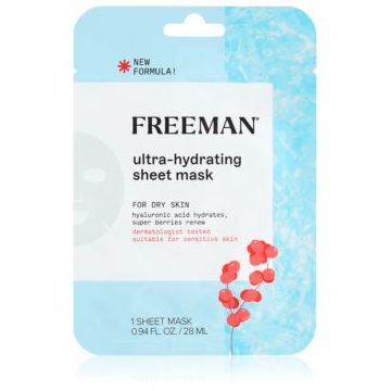 Freeman Essentials Hyaluronic Acid & Super Berries mască textilă hidratantă pentru tenul uscat