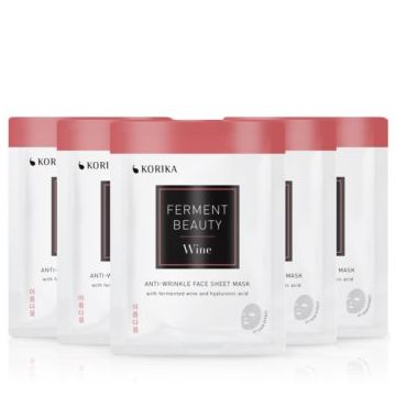 KORIKA FermentBeauty Set of 5 Anti-wrinkle Face Sheet Masks with Fermented Wine and Hyaluronic Acid set de măști de față la un preț mai avantajos