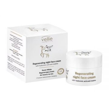 Crema de fata Regeneranta Vellie Goat Milk pentru noapte cu Acid Hialuronic, 50ml