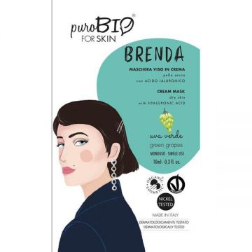 Masca Crema Tratament cu Struguri Verzi pentru Ten Uscat Brenda PuroBio Cosmetics, 10ml Masca Crema Tratament cu Struguri Verzi pentru Ten Uscat Brenda PuroBio Cosmetics, 10ml