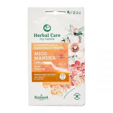 Masca Iluminatoare cu Miere de Manuka - Farmona Herbal Care Manuka Honey Face Mask, 2 x 5 ml