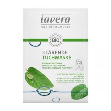 Masca Purificatoare Sheet Mask cu Menta si Acid Salicilic Lavera, 1 buc