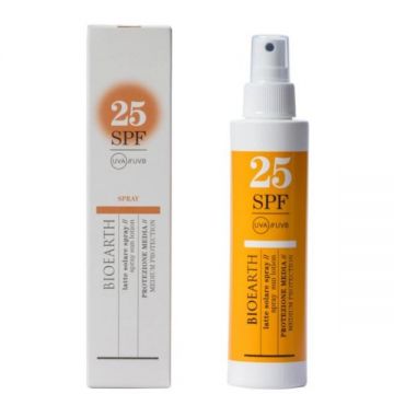 Lotiune Solara Spray pentru Corp SPF 25 cu Ganoderma Bioearth, 150 ml Lotiune Solara Spray pentru Corp SPF 25 cu Ganoderma Bioearth, 150 ml