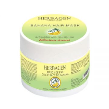 Masca de par cu extract de banana - Herbagen Banana Hair Mask Hydrating and Nourishing, 100 ml