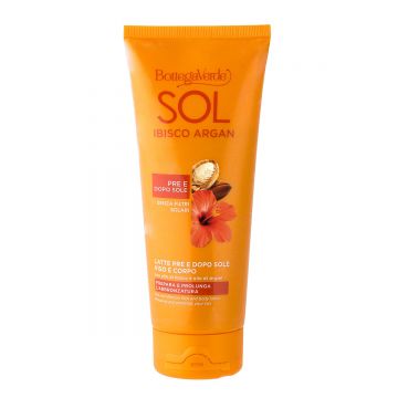 Lapte de corp inainte si dupa plaja, cu ulei de Hibiscus si ulei de Argan