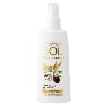Spray protectie solara, rezistent la apa, cu ulei de Jojoba si lapte de ovaz, SPF 50