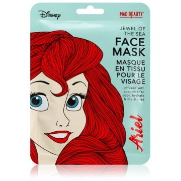 Mad Beauty Disney Princess Ariel mască textilă hidratantă cu extracte de castravete
