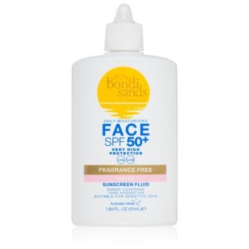 Bondi Sands SPF 50+ Fragrance Free Tinted Face Fluid crema protectoare cu efect de tonifiere faciale