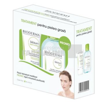 Bioderma Pachet Sebium Mat Control Fluid hidratant matifiant 30 ml + Sebium H2O Lotiune micelara 250 ml