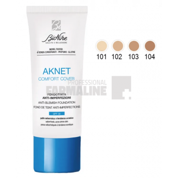 Bionike Aknet Comfort Cover SPF30+ Fond de ten 104 Biscuit 30 ml