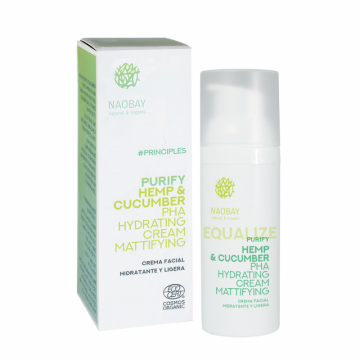 Crema BIO matifianta si hidratanta cu canepa si castravete, Naobay, 50 ml