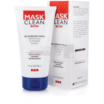 Mask Clean Acne Gel purifiant facial piele sensibila cu acneica 150 ml