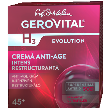 Crema antiage intens restructuranta de noapte H3 Evolution 45+, 50ml, Gerovital