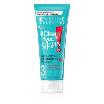 Crema de fata matifianta si hidratanta Clean Your Skin Light, 75ml, Eveline Cosmetics Crema de fata matifianta si hidratanta Clean Your Skin Light, 75ml, Eveline Cosmetics