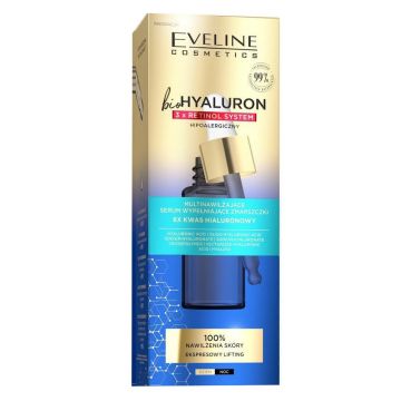 Serum multi hidratant pentru umplerea ridurilor Bio Hyaluron 3xRetinol, 18ml, Eveline Cosmetics Serum multi hidratant pentru umplerea ridurilor Bio Hyaluron 3xRetinol, 18ml, Eveline Cosmetics