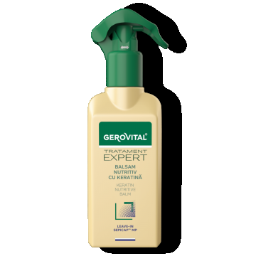 Balsam Leave-in Nutritiv Cu Keratină Pentru Hidratarea și Fortificarea Părului Uscat, Gerovital Tratament Expert, 150 Ml
