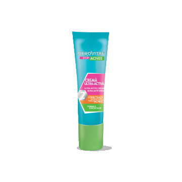 Cremă Antiacneică Ultra-activă Cu Acid Salicilic, Gerovital Stop Acnee, 15 Ml