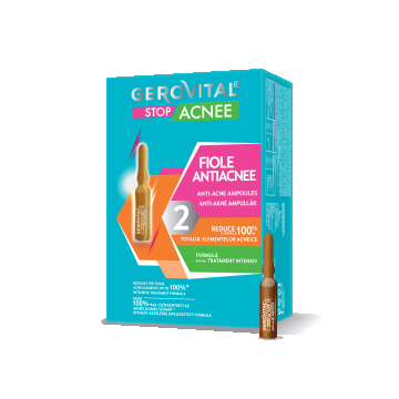 Tratament Antiacnee - Fiole Pentru Combaterea Coșurilor Cu Acid Salicilic Gerovital Stop Acnee, 10 Fiole X 2 Ml